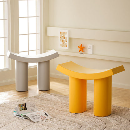 Contemporary Nordic Plastic Curved Cylinder Low Stool For Entryway, Bedroom, Living Room