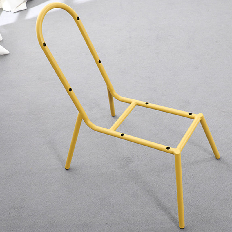 Contemporary Nordic Plastic & Iron Curved Back Round Seat Accent Chair For Bedroom, Living Room, Balcony
