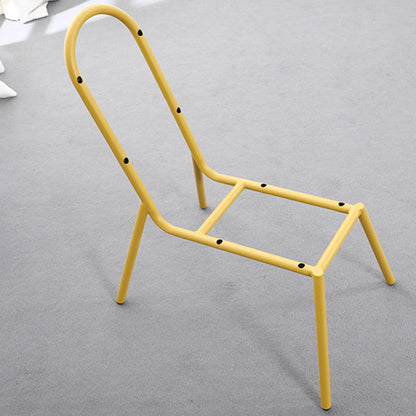 Contemporary Nordic Plastic & Iron Curved Back Round Seat Accent Chair For Bedroom, Living Room, Balcony