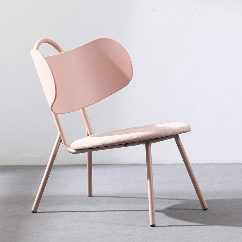 Contemporary Nordic Plastic & Iron Curved Back Round Seat Accent Chair For Bedroom, Living Room, Balcony