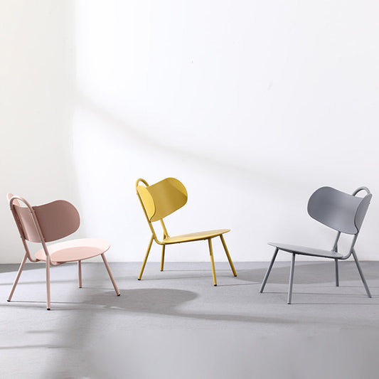 Contemporary Nordic Plastic & Iron Curved Back Round Seat Accent Chair For Bedroom, Living Room, Balcony