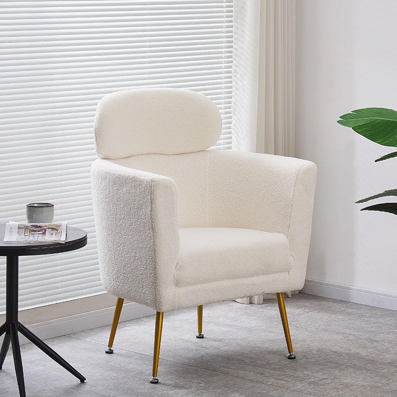 Contemporary Nordic Lambswool Curved Single Sofa With Ergonomic Design For Bedroom, Living Room