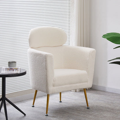 Contemporary Nordic Lambswool Curved Single Sofa With Ergonomic Design For Bedroom, Living Room