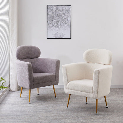 Contemporary Nordic Lambswool Curved Single Sofa With Ergonomic Design For Bedroom, Living Room