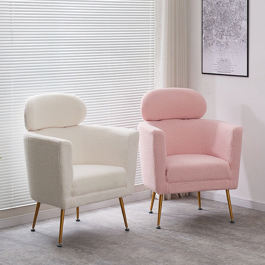 Contemporary Nordic Lambswool Curved Single Sofa With Ergonomic Design For Bedroom, Living Room