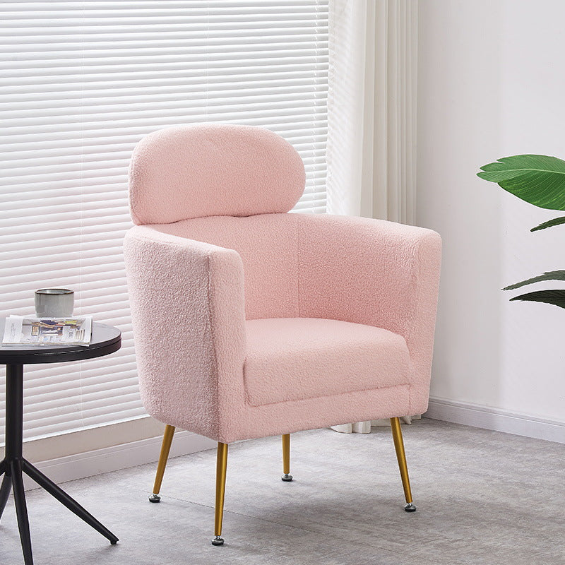Contemporary Nordic Lambswool Curved Single Sofa With Ergonomic Design For Bedroom, Living Room