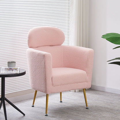 Contemporary Nordic Lambswool Curved Single Sofa With Ergonomic Design For Bedroom, Living Room