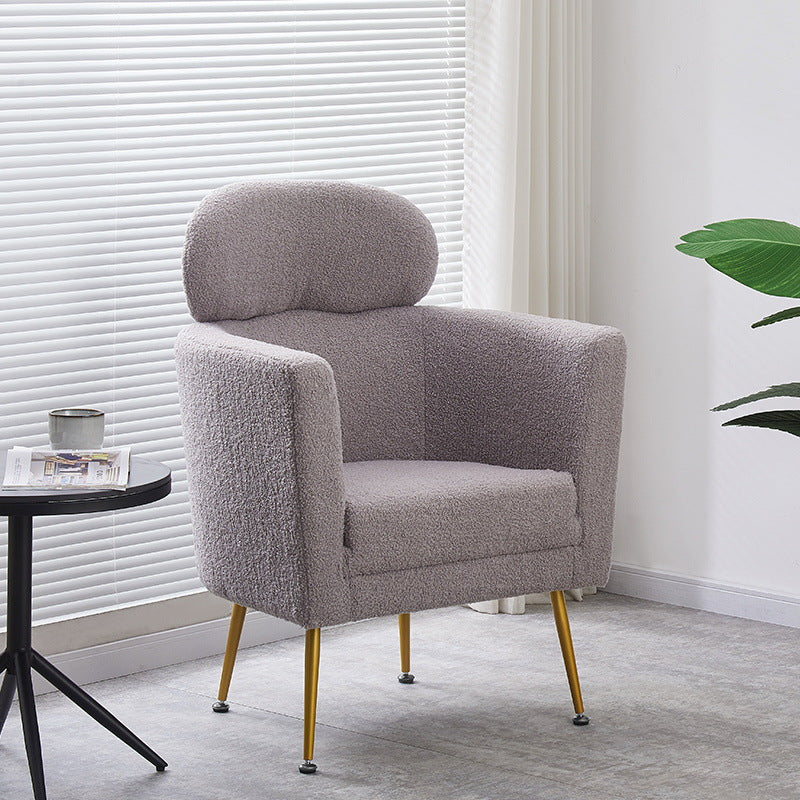 Contemporary Nordic Lambswool Curved Single Sofa With Ergonomic Design For Bedroom, Living Room