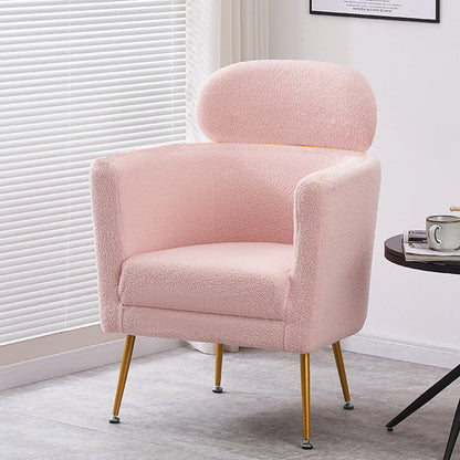 Contemporary Nordic Lambswool Curved Single Sofa With Ergonomic Design For Bedroom, Living Room