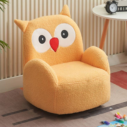 Contemporary Creative Lambswool & Wood Square Sofa Chair For Kids Living Room & Bedroom