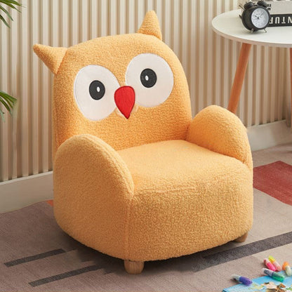 Contemporary Creative Lambswool & Wood Square Sofa Chair For Kids Living Room & Bedroom