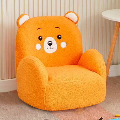 Contemporary Creative Lambswool & Wood Square Sofa Chair For Kids Living Room & Bedroom