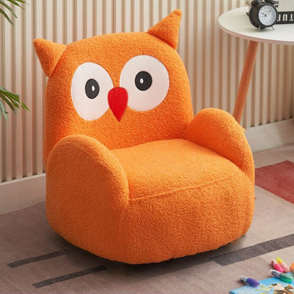 Contemporary Creative Lambswool & Wood Square Sofa Chair For Kids Living Room & Bedroom