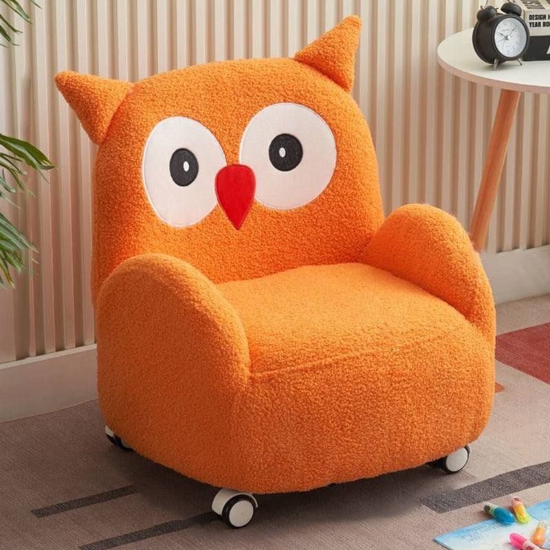 Contemporary Creative Lambswool & Wood Square Sofa Chair For Kids Living Room & Bedroom