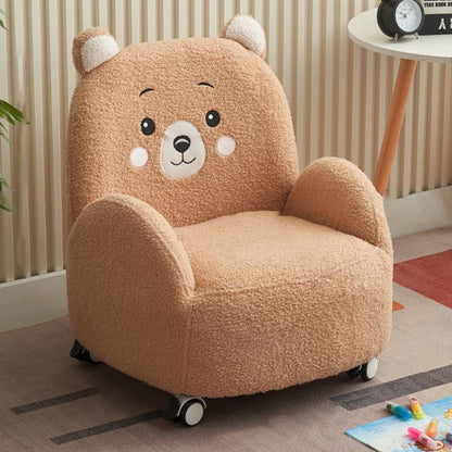 Contemporary Creative Lambswool & Wood Square Sofa Chair For Kids Living Room & Bedroom