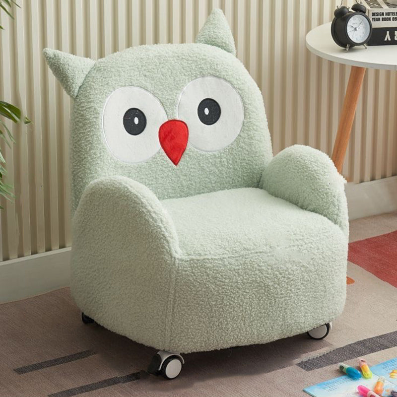 Contemporary Creative Lambswool & Wood Square Sofa Chair For Kids Living Room & Bedroom