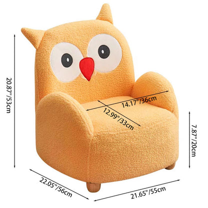 Contemporary Creative Lambswool & Wood Square Sofa Chair For Kids Living Room & Bedroom