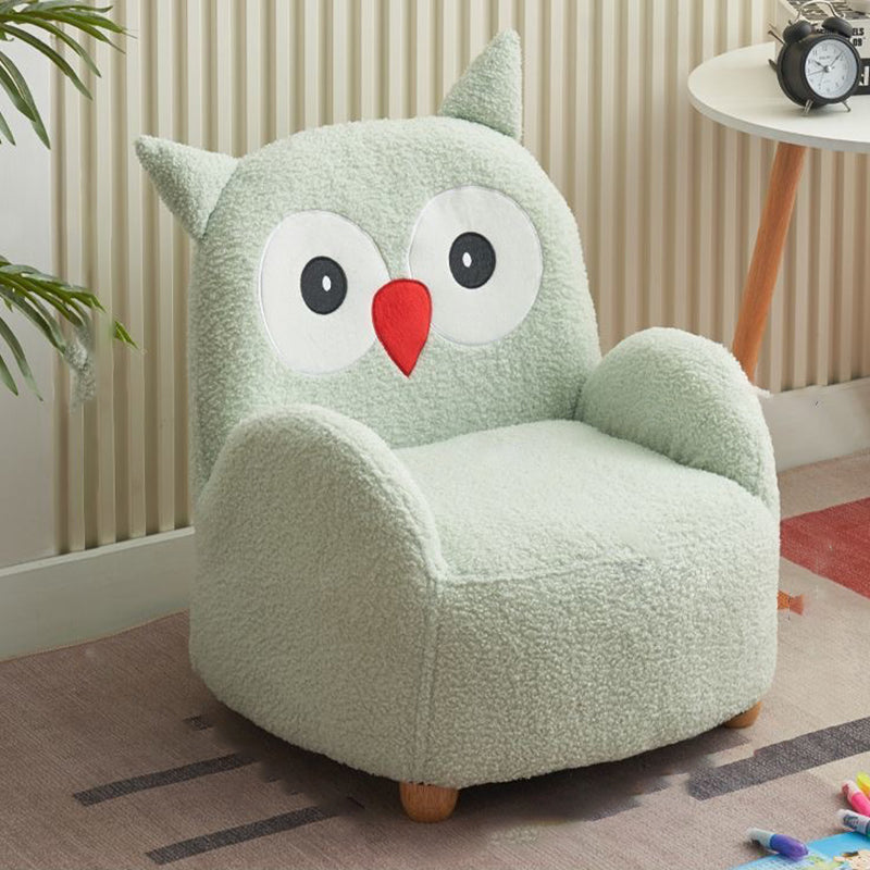 Contemporary Creative Lambswool & Wood Square Sofa Chair For Kids Living Room & Bedroom