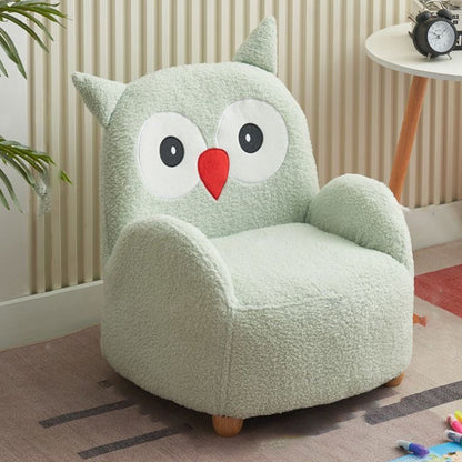 Contemporary Creative Lambswool & Wood Square Sofa Chair For Kids Living Room & Bedroom