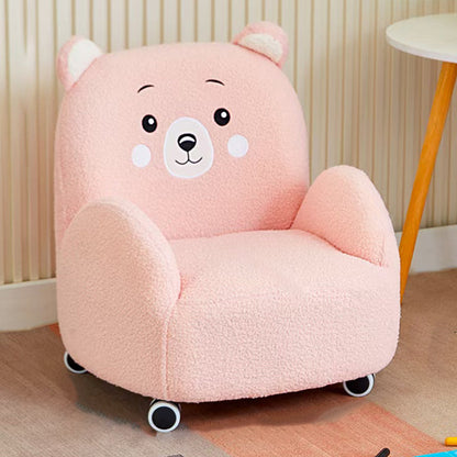Contemporary Creative Lambswool & Wood Square Sofa Chair For Kids Living Room & Bedroom