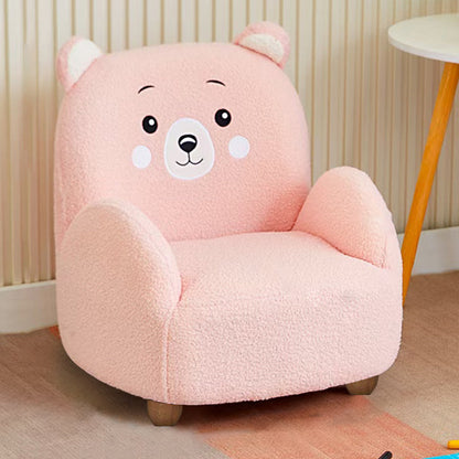 Contemporary Creative Lambswool & Wood Square Sofa Chair For Kids Living Room & Bedroom
