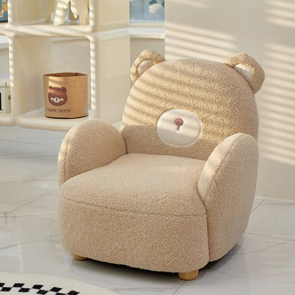 Contemporary Creative Lambswool & Wood Animal-Shaped Sofa Chair For Kids Bedroom & Living Room