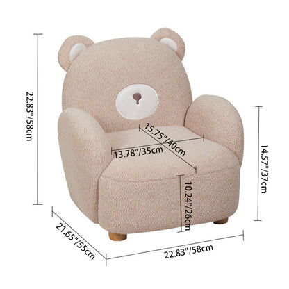 Contemporary Creative Lambswool & Wood Animal-Shaped Sofa Chair For Kids Bedroom & Living Room