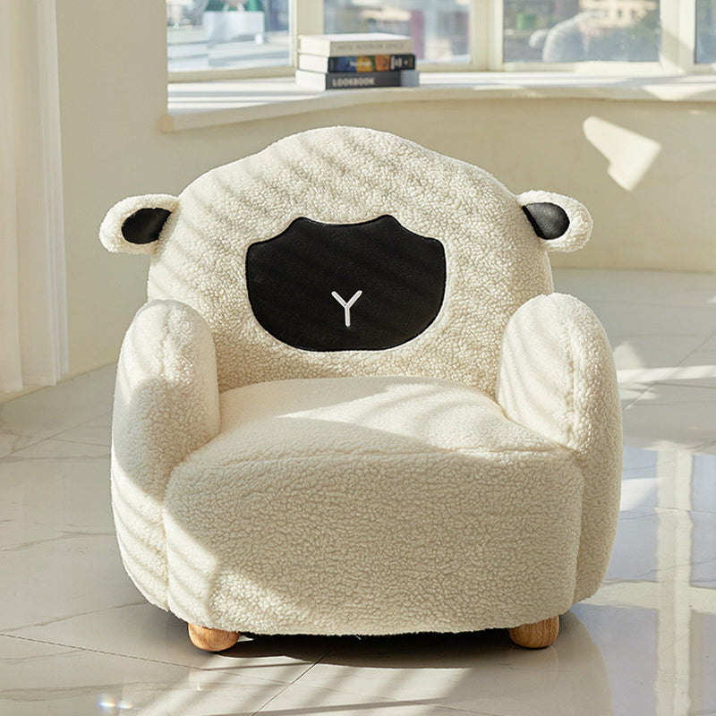 Contemporary Creative Lambswool & Wood Animal-Shaped Sofa Chair For Kids Bedroom & Living Room