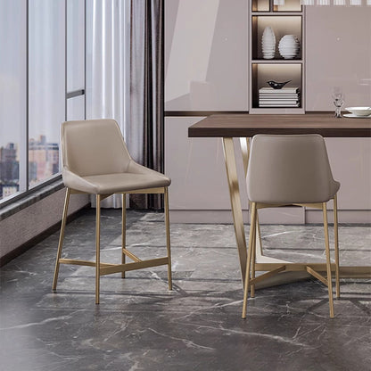 Modern Minimalist PU Leather & Carbon Steel Curved Bar Stool For Dining Room & Living Room