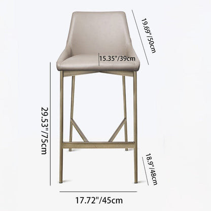 Modern Minimalist PU Leather & Carbon Steel Curved Bar Stool For Dining Room & Living Room