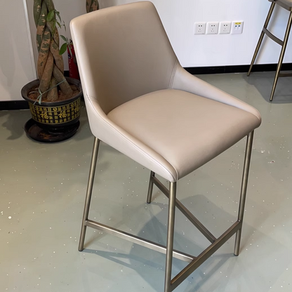 Modern Minimalist PU Leather & Carbon Steel Curved Bar Stool For Dining Room & Living Room