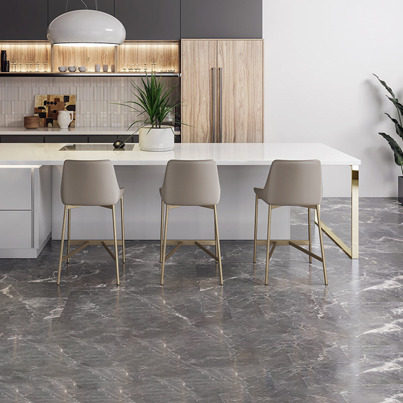 Modern Minimalist PU Leather & Carbon Steel Curved Bar Stool For Dining Room & Living Room