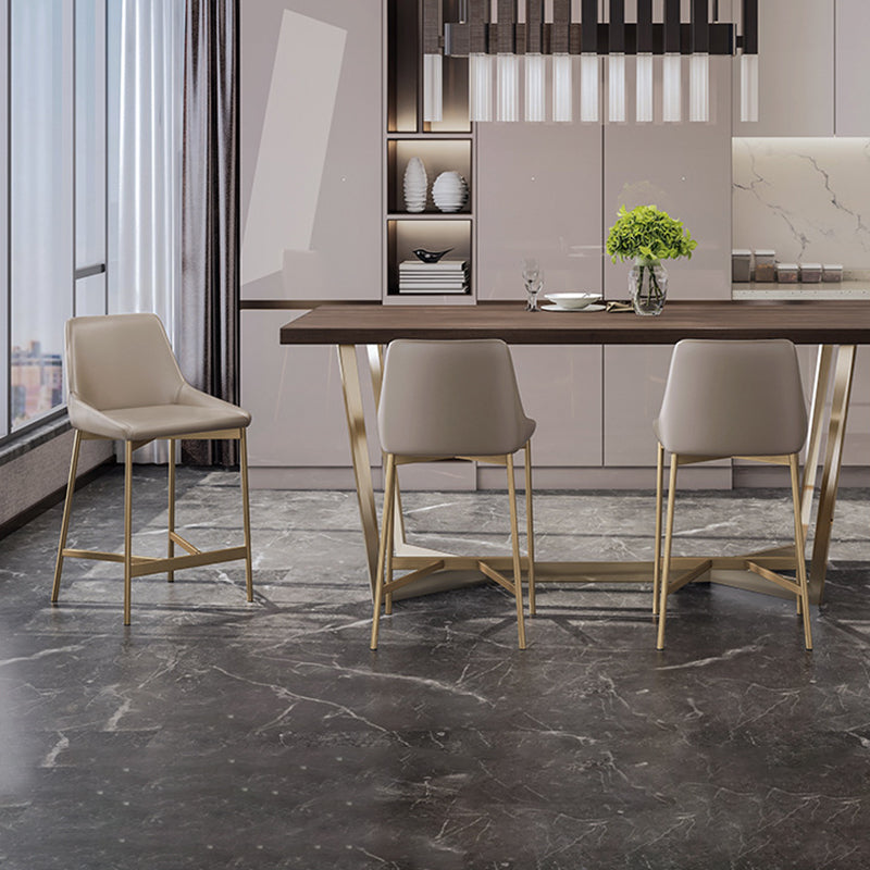 Modern Minimalist PU Leather & Carbon Steel Curved Bar Stool For Dining Room & Living Room
