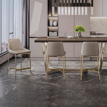 Modern Minimalist PU Leather & Carbon Steel Curved Bar Stool For Dining Room & Living Room