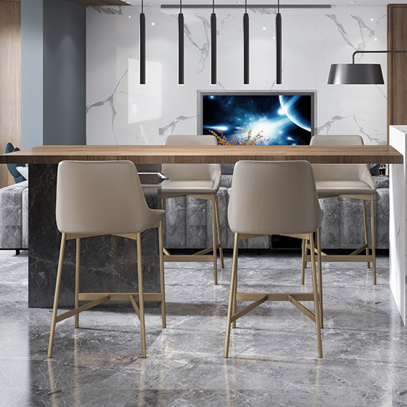 Modern Minimalist PU Leather & Carbon Steel Curved Bar Stool For Dining Room & Living Room