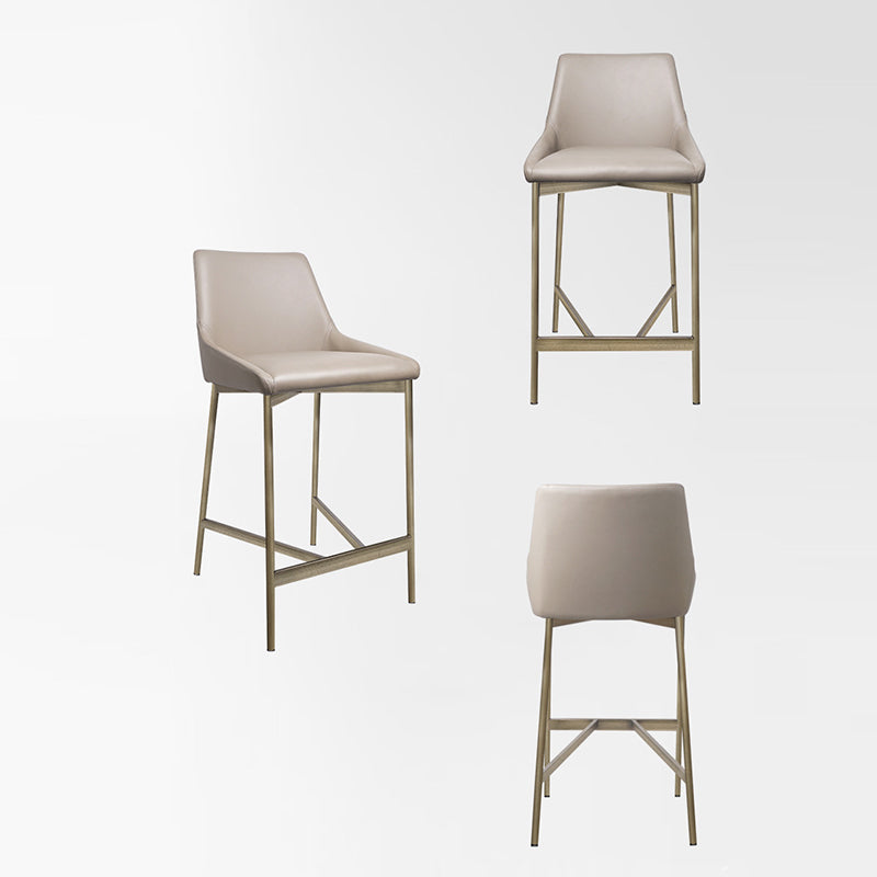 Modern Minimalist PU Leather & Carbon Steel Curved Bar Stool For Dining Room & Living Room