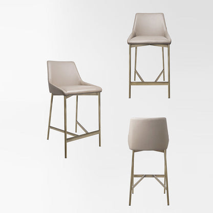 Modern Minimalist PU Leather & Carbon Steel Curved Bar Stool For Dining Room & Living Room