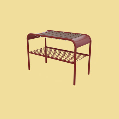 Modern Mid-Century Carbon Steel & Wood Rectangular Bench For Entryway, Bedroom, And Living Room