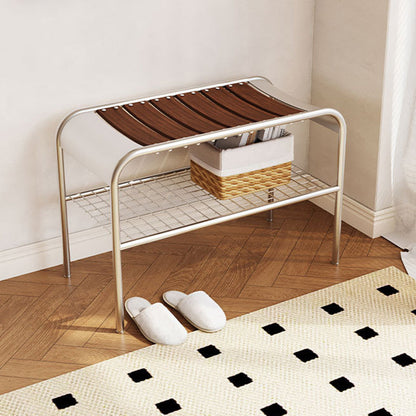 Modern Mid-Century Carbon Steel & Wood Rectangular Bench For Entryway, Bedroom, And Living Room