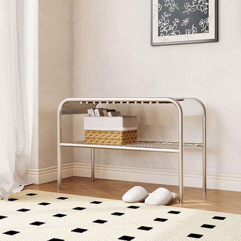 Modern Mid-Century Carbon Steel & Wood Rectangular Bench For Entryway, Bedroom, And Living Room