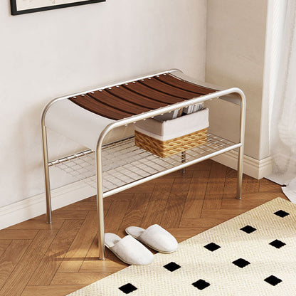 Modern Mid-Century Carbon Steel & Wood Rectangular Bench For Entryway, Bedroom, And Living Room