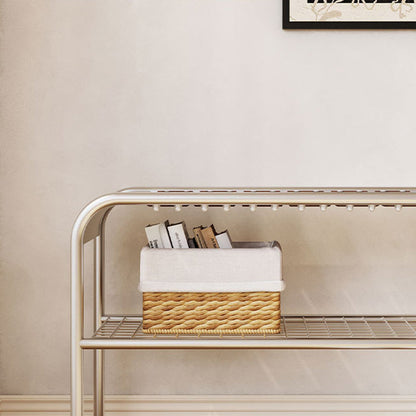 Modern Mid-Century Carbon Steel & Wood Rectangular Bench For Entryway, Bedroom, And Living Room