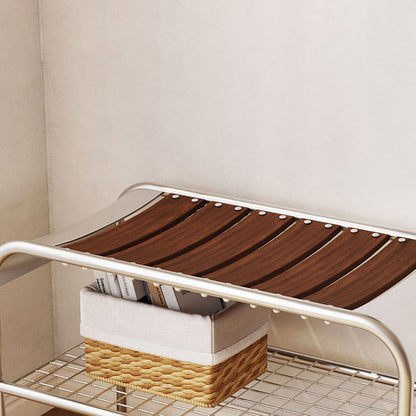 Modern Mid-Century Carbon Steel & Wood Rectangular Bench For Entryway, Bedroom, And Living Room