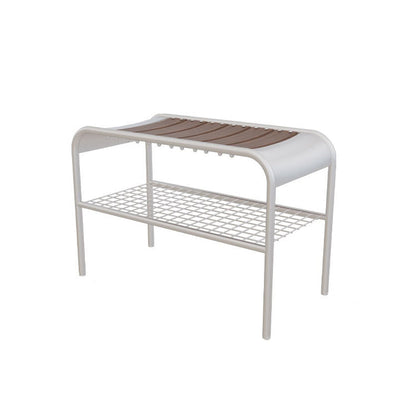Modern Mid-Century Carbon Steel & Wood Rectangular Bench For Entryway, Bedroom, And Living Room