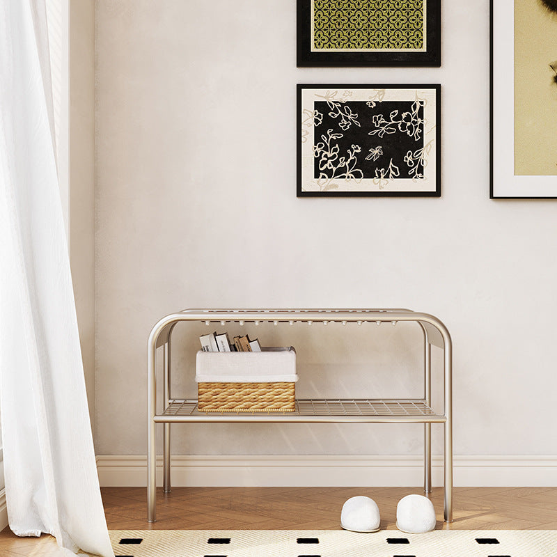 Modern Mid-Century Carbon Steel & Wood Rectangular Bench For Entryway, Bedroom, And Living Room