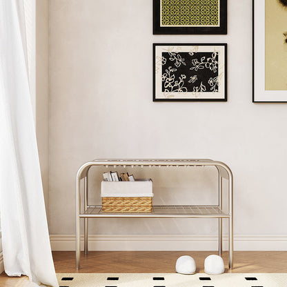 Modern Mid-Century Carbon Steel & Wood Rectangular Bench For Entryway, Bedroom, And Living Room