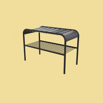 Modern Mid-Century Carbon Steel & Wood Rectangular Bench For Entryway, Bedroom, And Living Room