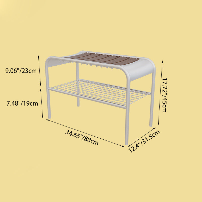 Modern Mid-Century Carbon Steel & Wood Rectangular Bench For Entryway, Bedroom, And Living Room