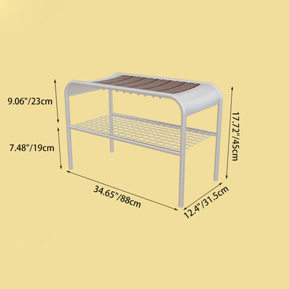 Modern Mid-Century Carbon Steel & Wood Rectangular Bench For Entryway, Bedroom, And Living Room