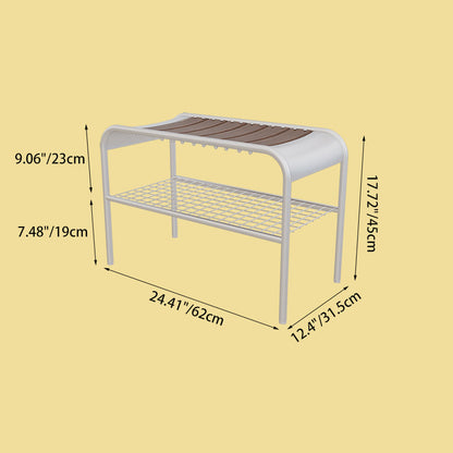 Modern Mid-Century Carbon Steel & Wood Rectangular Bench For Entryway, Bedroom, And Living Room